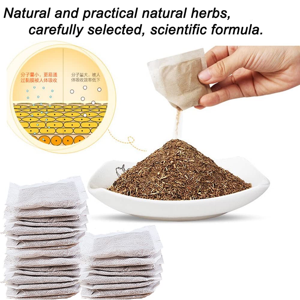 Mugwort Herb Foot Soak Bags - Organic Lymphatic Drainage Bath Kits | Reflexology Spa Powder, 100 Count