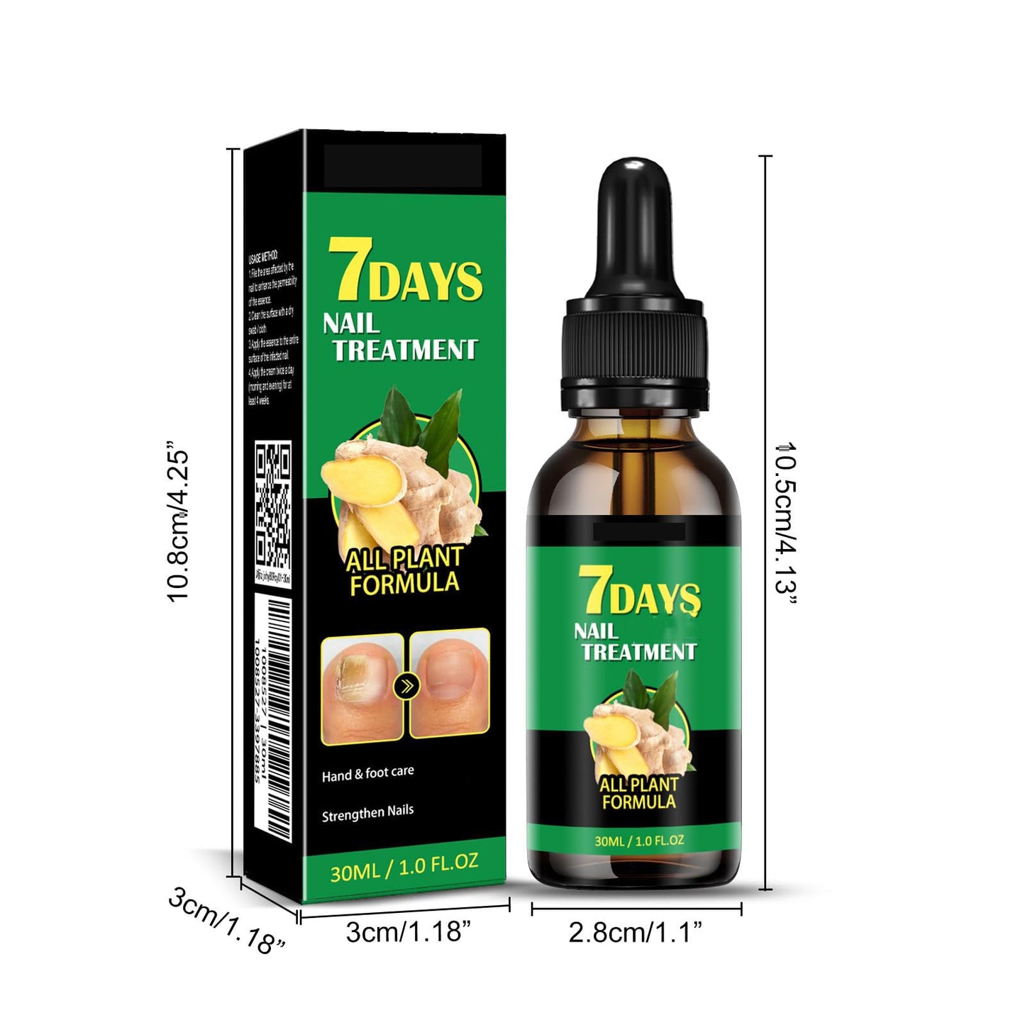 Ginger Nail Treatment Nail Support Nail Care, 7days Nail Treatment, Ginger Nail Growth Serum, Ginger Cuticle Care Oil for Nails,Cuticle Serum for Nails (2Pcs, 1 Fl.oz(pack of 1))