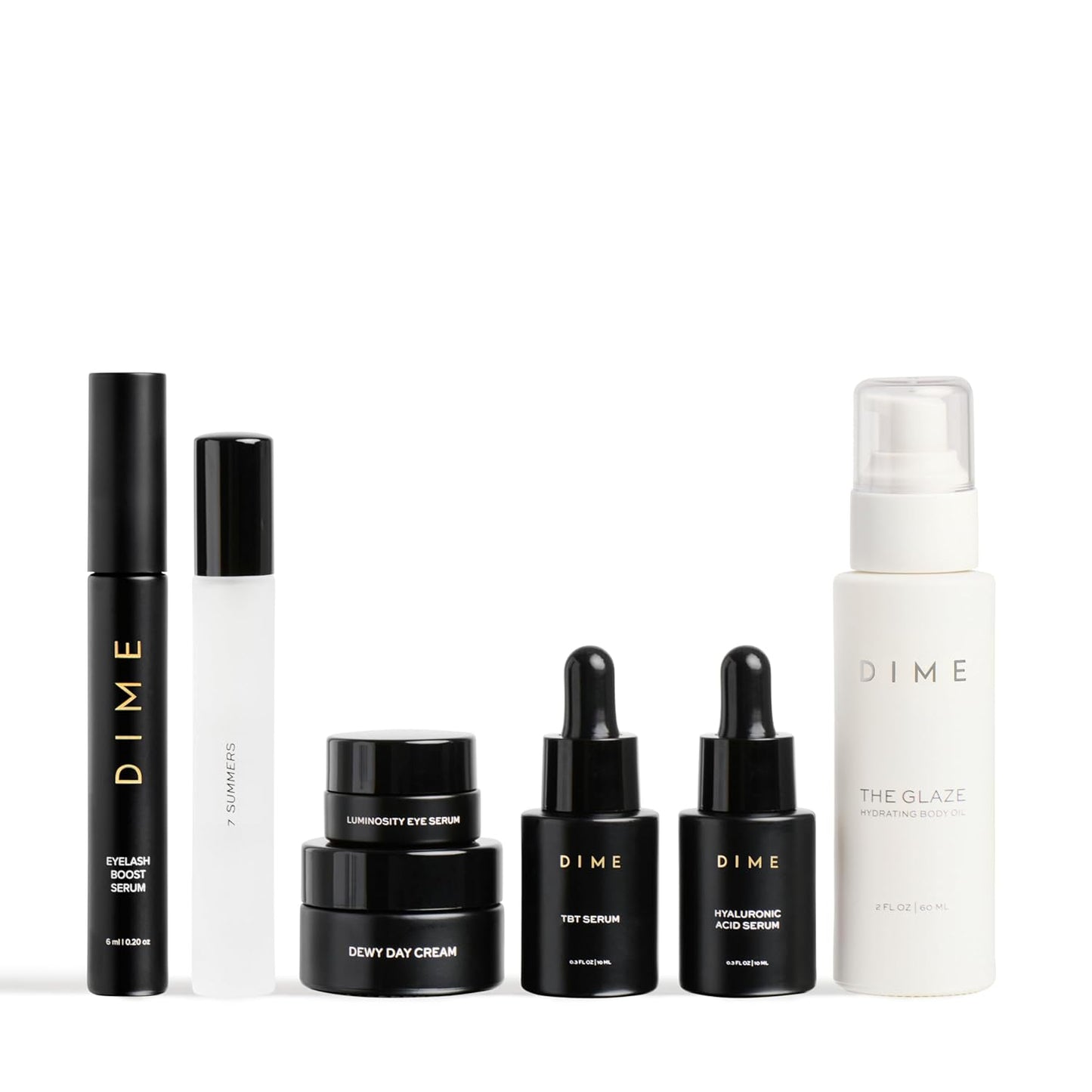 DIME Beauty Icons Collection - Travel Size Skincare Set | 7 Essentials Including Perfume, Serum & Cream