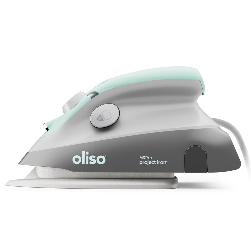 oliso M3Pro Project Steam Iron with Solemate – 1000W Ceramic Soleplate Iron and LED Light for Sewing, Quilting, Crafting, and Travel – Aqua