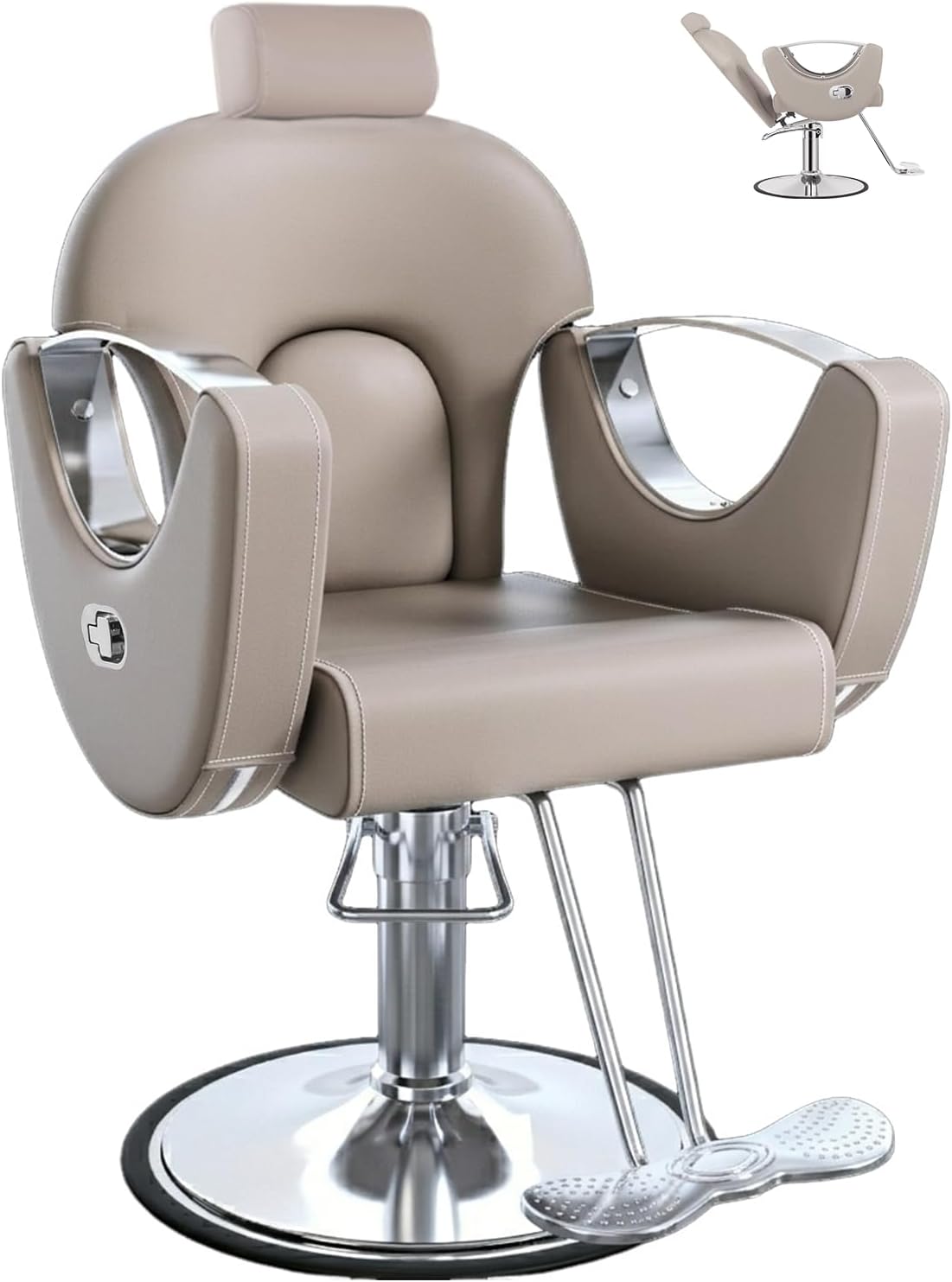 Professional Barber Salon Chair - Heavy Duty Hydraulic Design, 135° Recline, 360° Swivel | Black and Gold PU Leather