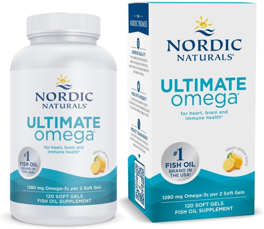 Nordic Naturals Ultimate Omega - High-Potency Omega-3 Fish Oil Supplement | 90 Soft Gels, Lemon Flavor, 1280 mg Omega-3