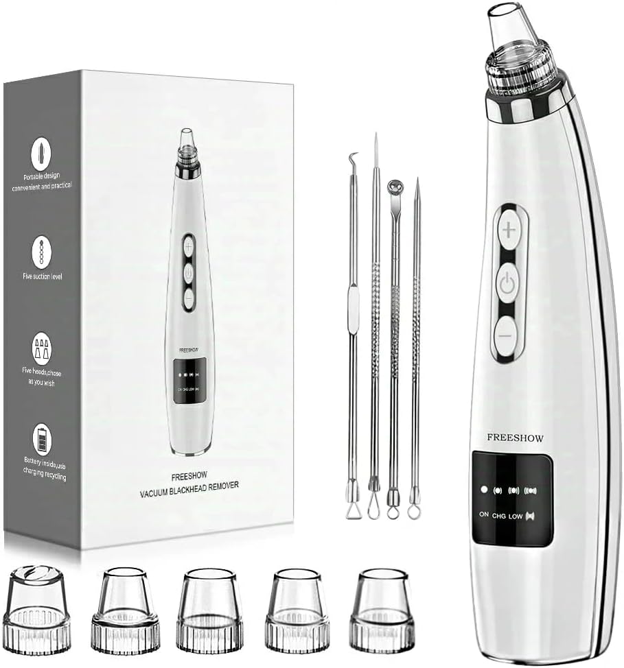 Blackhead Remover Vacuum - Electric Pore Cleaner with 5 Suction Levels | USB Rechargeable Kit for Men & Women