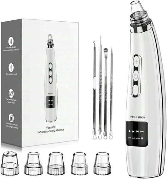 Blackhead Remover Vacuum - Electric Pore Cleaner with 5 Suction Levels | USB Rechargeable Kit for Men & Women