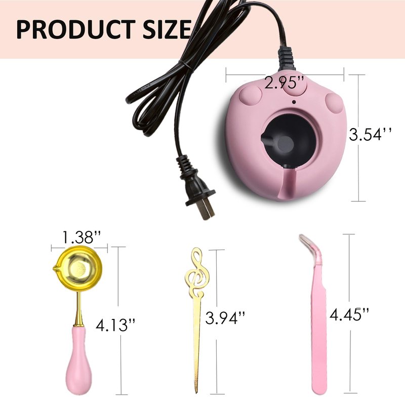 Electric Wax Seal Warmer, Andotopee Wax Sealing Melter with 2pcs Spoons, Tweezers, Stir Pin, Great Melting Furnace Kit Fast Melting WaxSeal Bedas for Envelope Stamp Seals Craft, Pink
