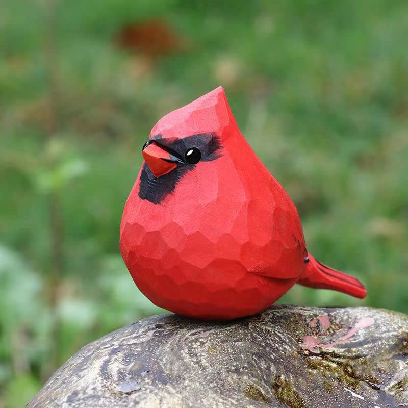 Handcrafted Red Cardinal Figurine – Eco-Friendly Wooden Bird Decor