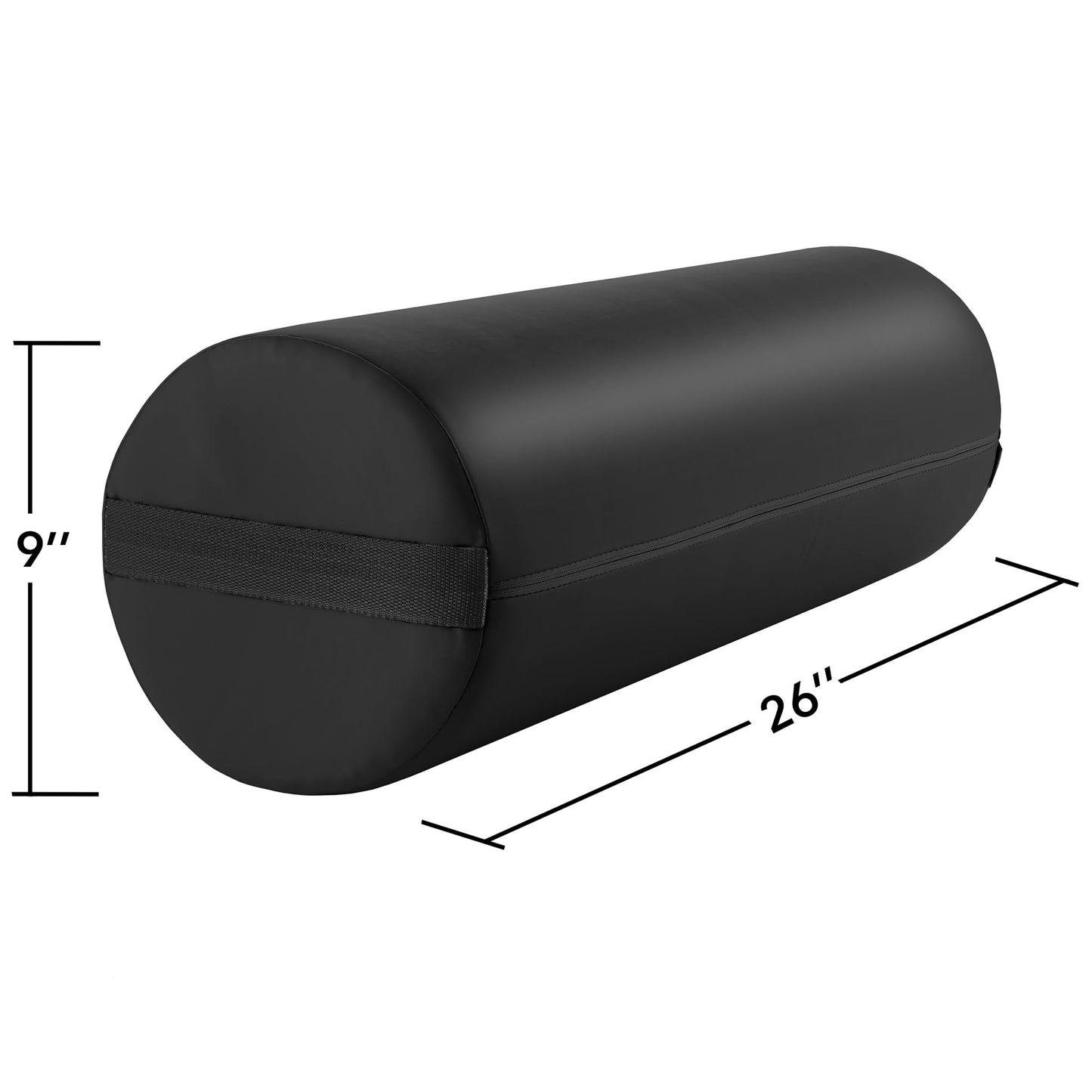 Saloniture Jumbo Round Massage Table Bolster Pillow Pad - 26 x 9 Inch - Black