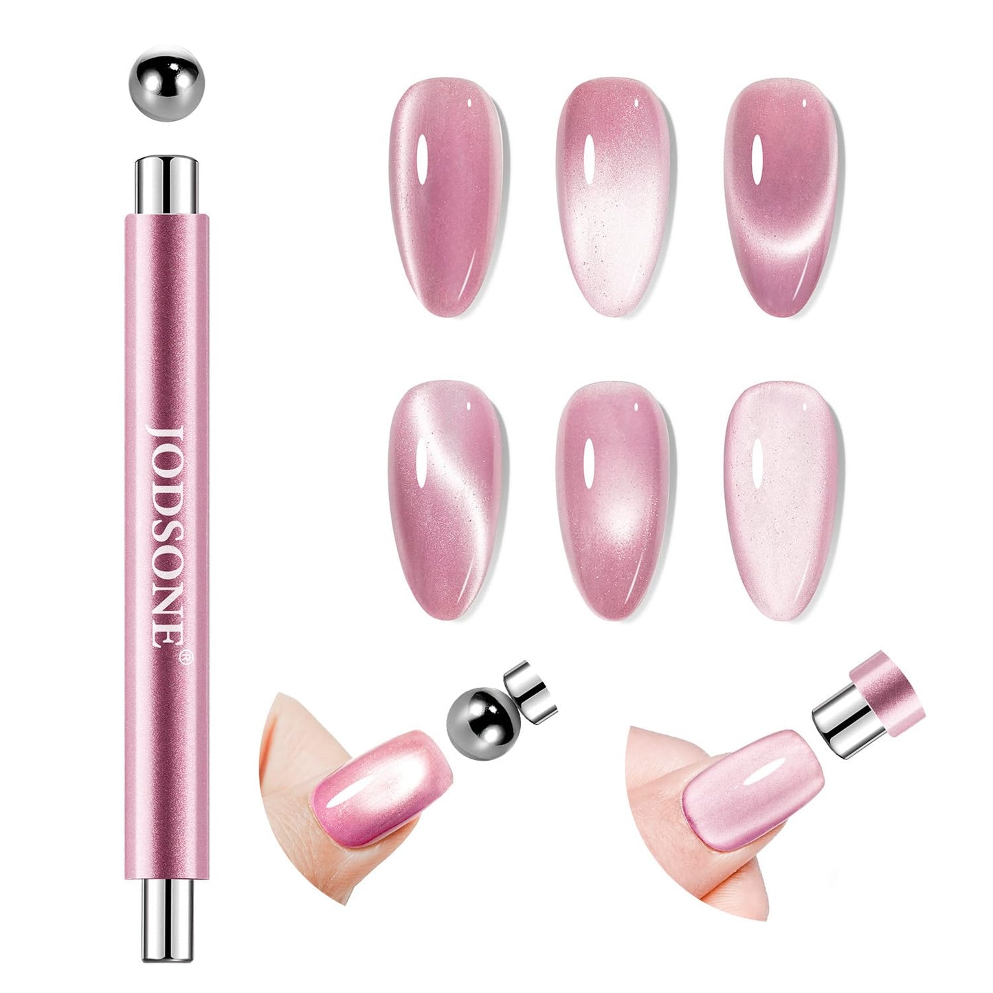 JODSONE 3-in-1 Cat Eye Nail Art Tool - Cylindrical & Ball Magnet Pens for DIY Gel Polish | Multi-Effect Magnet