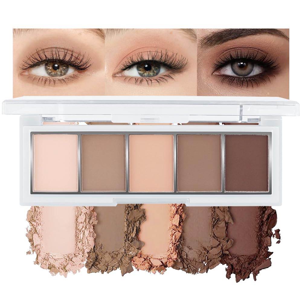 Warm Neutral Nude Eyeshadow Palette - Matte & Shimmer, High Pigment | Mini Everyday Makeup for All Eye Colors