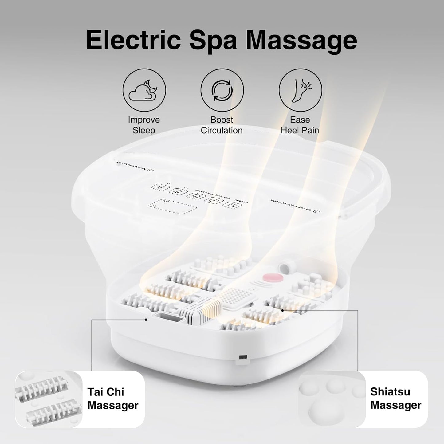 Pedicure Foot Spa - Collapsible Soaking Tub with Bubble & Heat | Remote Control Foot Bath for Relaxation