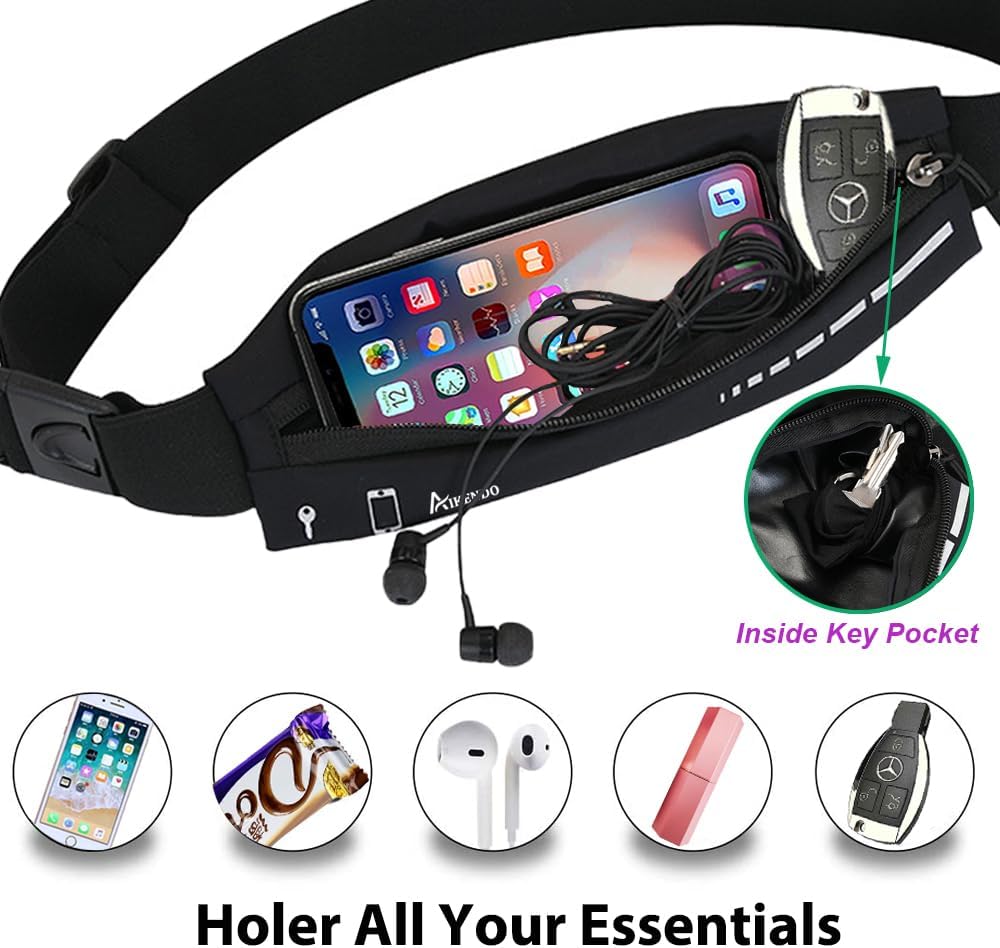 Slim Running Belt for Women & Men - Runners Fanny Pack with Phone Holder | Workout Jogging Waist Bag