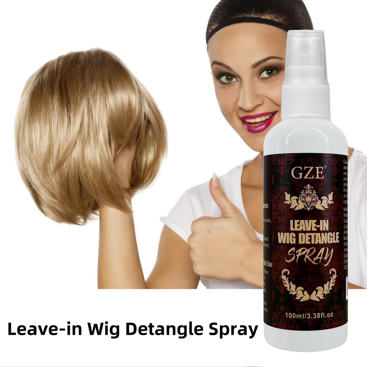 GZE Keratin Leave-In Spray for Wigs & Extensions - Smoothing, Detangling & Shine - 100ml/3.38oz, Anti-Frizz with Natural Formula, for Synthetic & Human Hair Wigs