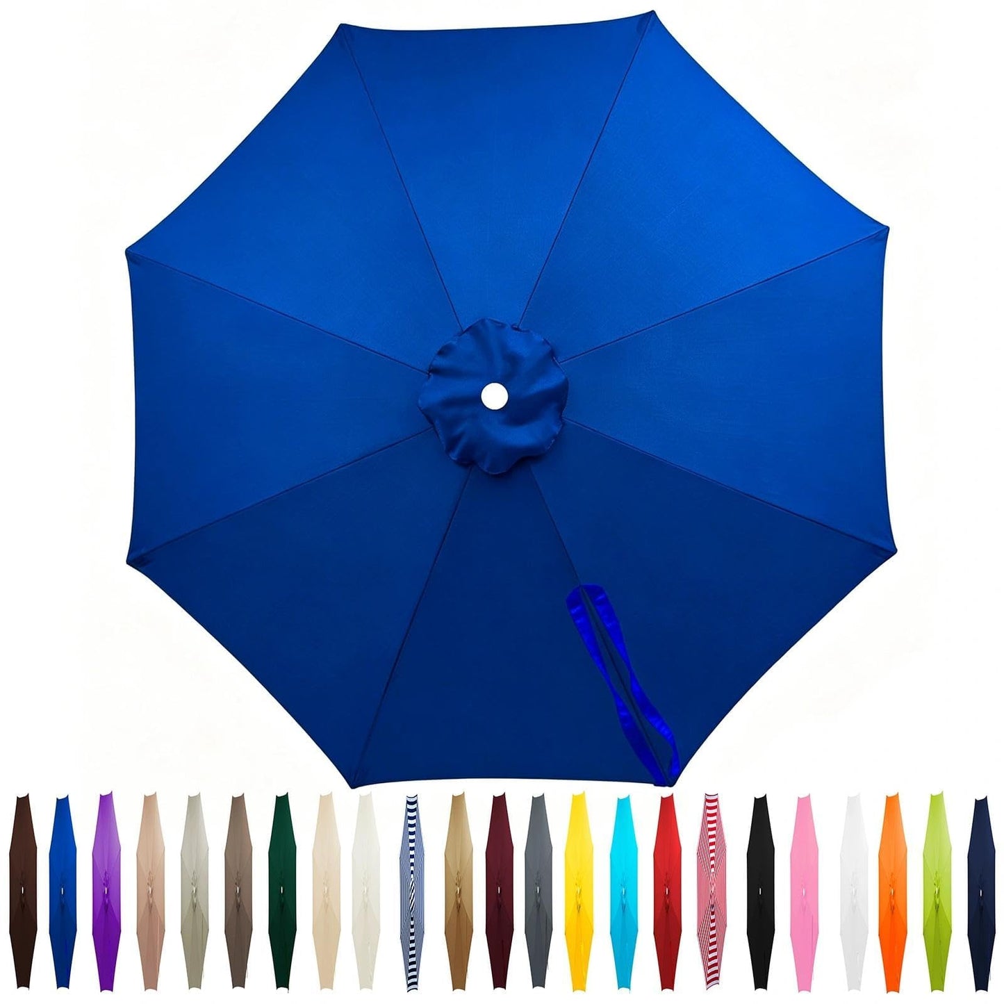 Patio Umbrella Replacement Canopy, 6/8 Ribs Offset Cantilever Outdoor Market Umbrella Top 7.5ft/9ft/10ft/11ft Round Cover Waterproof for Pool, Deck, Garden, Backyard(Royal Blue,10.8ft/8 Ribs)
