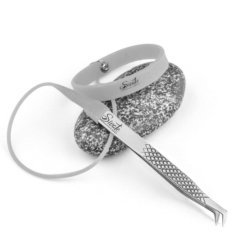 SIVOTE Lash Tweezers Holder Protector, Silicone Wristband, Tweezer Delighter, Lash Extension Supplies, Silver