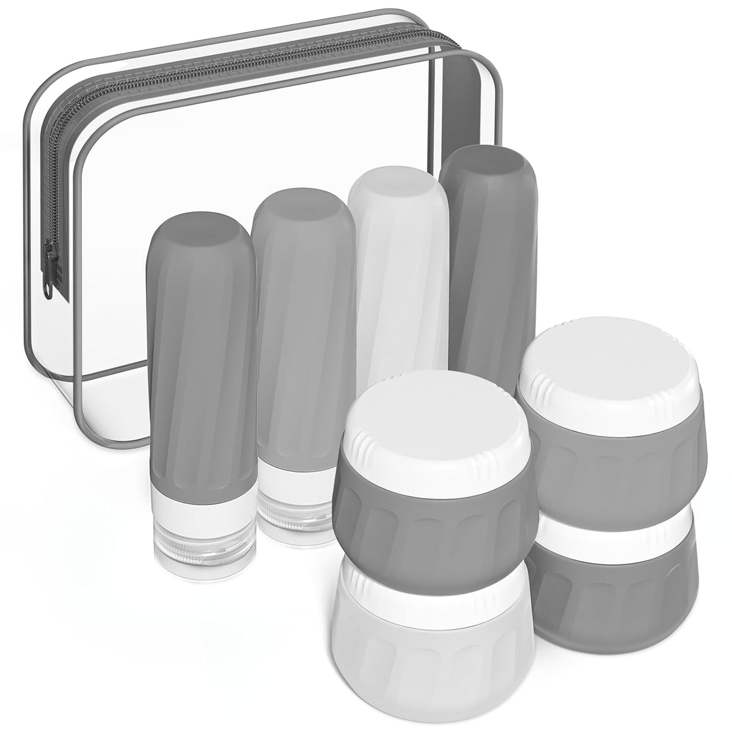 Travel Bottles for Toiletries - TSA Approved 8 Pack | Leak-Proof Silicone Containers with Clear Bag, 3oz