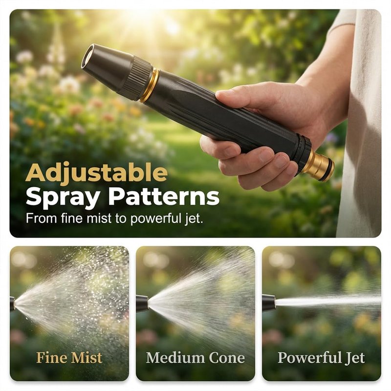 High Pressure Power Washer Nozzle with Connector Set,Direct spray gun,Power Jet Water with Three Spray Modes, Multi Function Watering Sprayer for Cleaning Yard Pets Car (1 PCS)