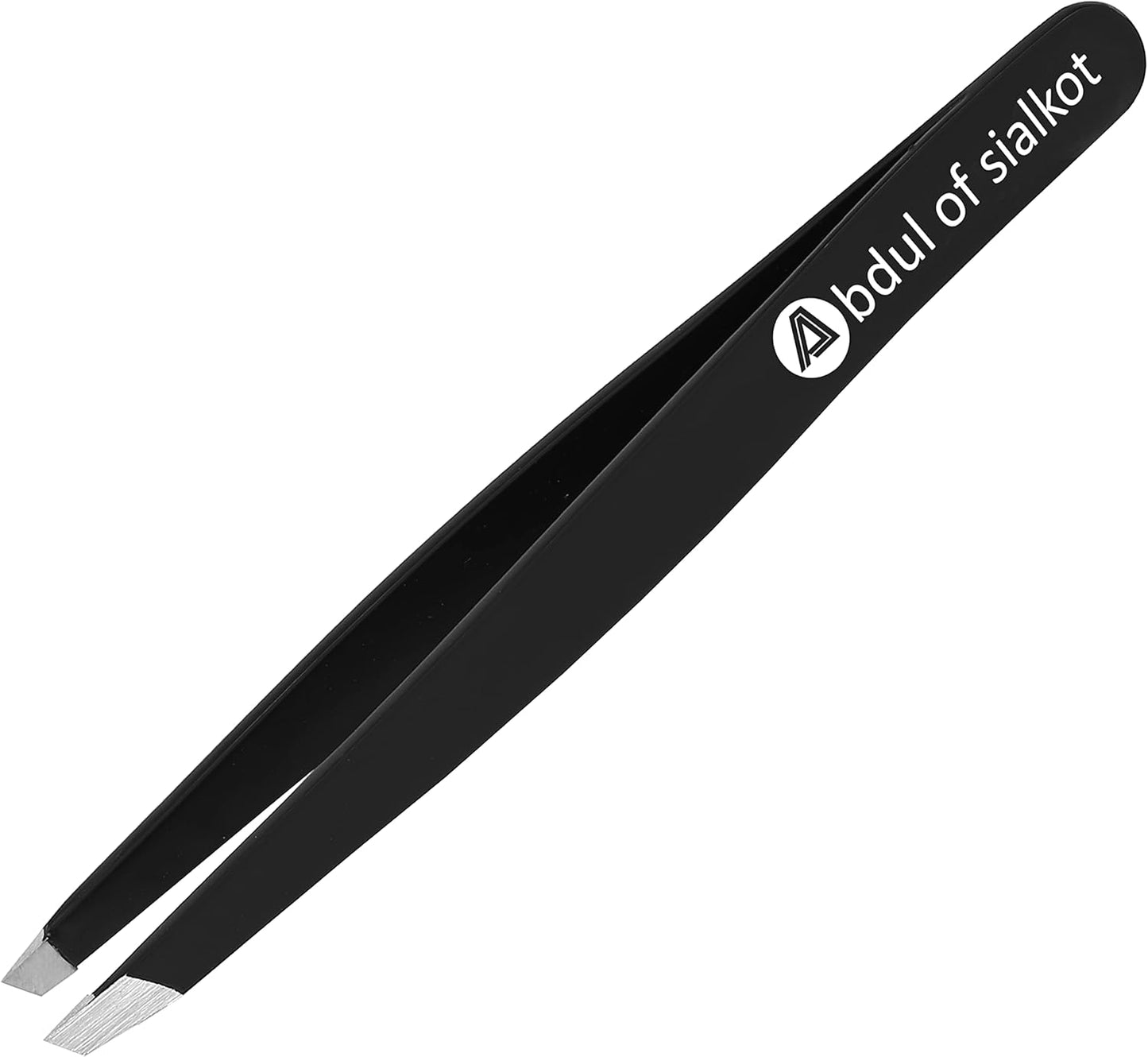 Stainless Steel Eyebrow Tweezers - Slant Tip Precision for Men & Women | Ideal for Brow, Facial Hair & Ingrown Hair (Black)