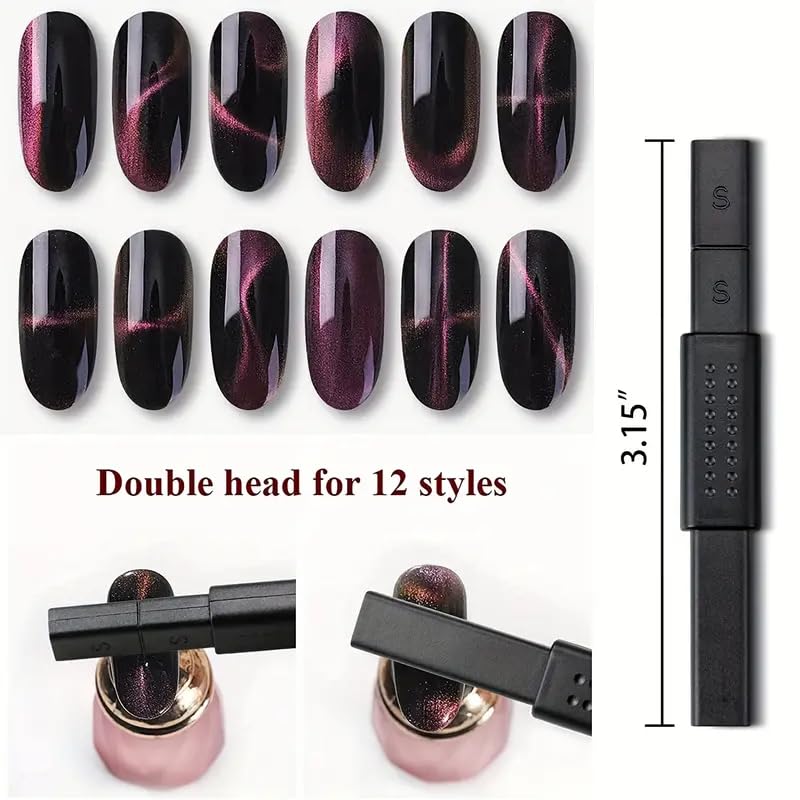 19PCS Cat Eye Nail Magnet Kit - 10 Patterned Boards & Tools