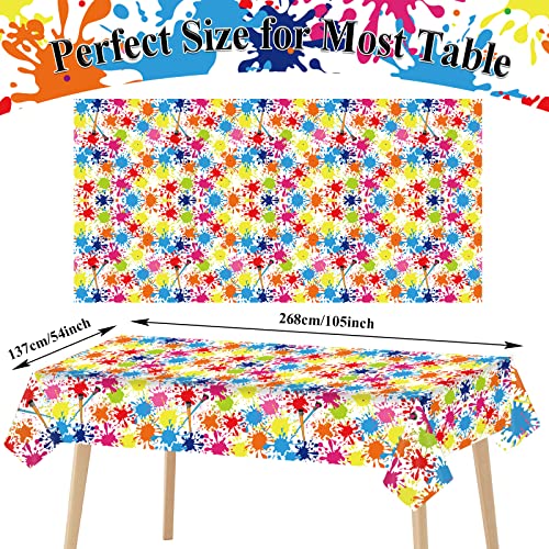 Art Paint Splatter Tablecloths - 3 Pack for Birthday Parties