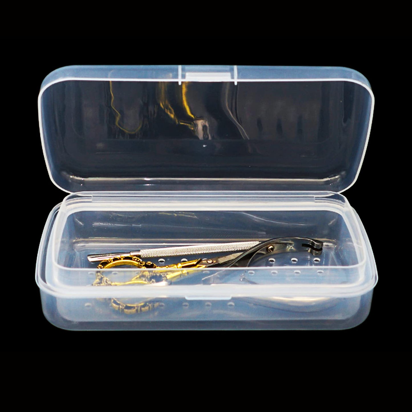 LXIANGN Nail Tool Sterilizer Box, Plastic Sterilization Tray for Tweezer, Nail Tools, Hair Salon, Eyelash Extensions, Nail Implement for Esthetician (Transparent)