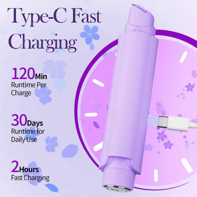 Bikini Trimmer for Women - 2 in 1 Women Electric Razor, Rechargeable Body Hair Trimmer and Facial Hair Remover, IPX7 Waterproof Wet & Dry Use Womens Electric Shaver for Bikini Underarm Leg Arm Body
