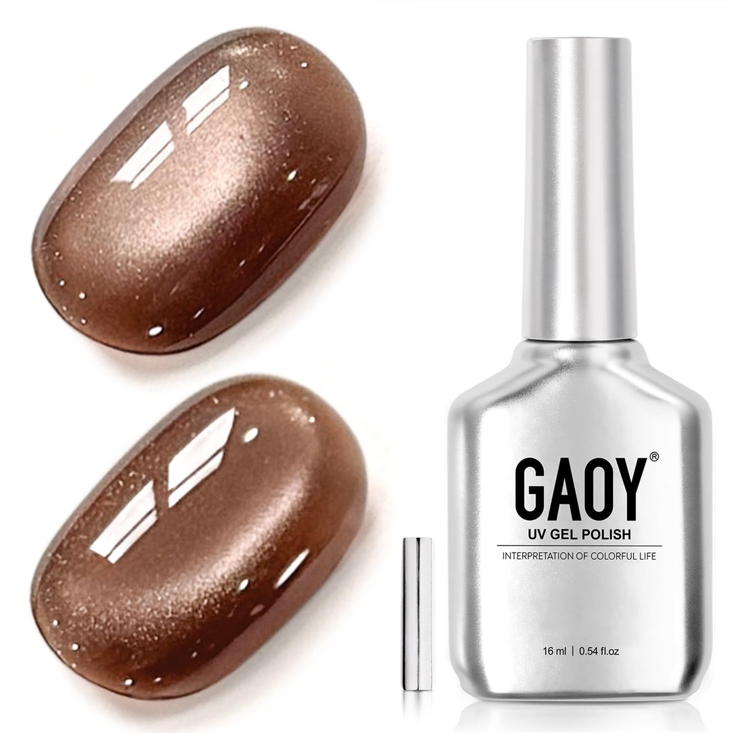 Glassy Cat Eye Gel Nail Polish - 16ml Holographic UV Gel with Magnet | Silvery Moonlight Reflective Finish