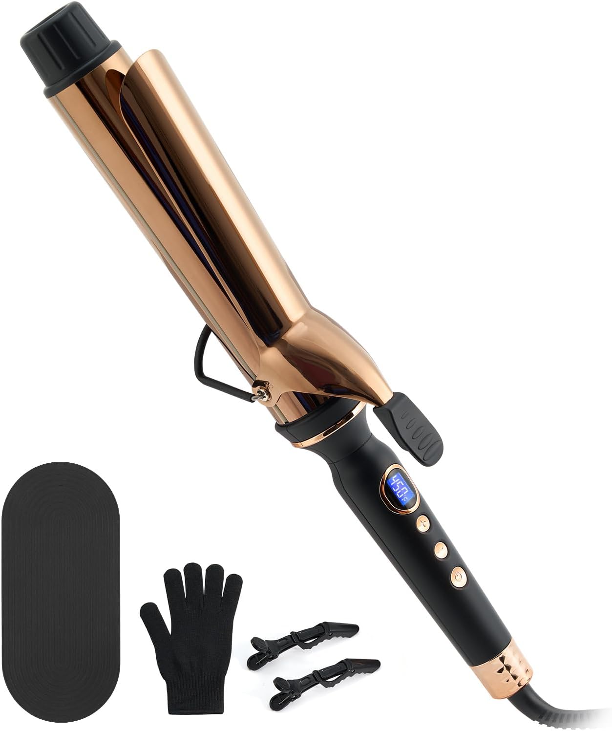 Titanium Curling Iron - 2 Inch Extra-Long Barrel for Long Hair | 12 Heat Settings, Auto-Off, Dual Voltage