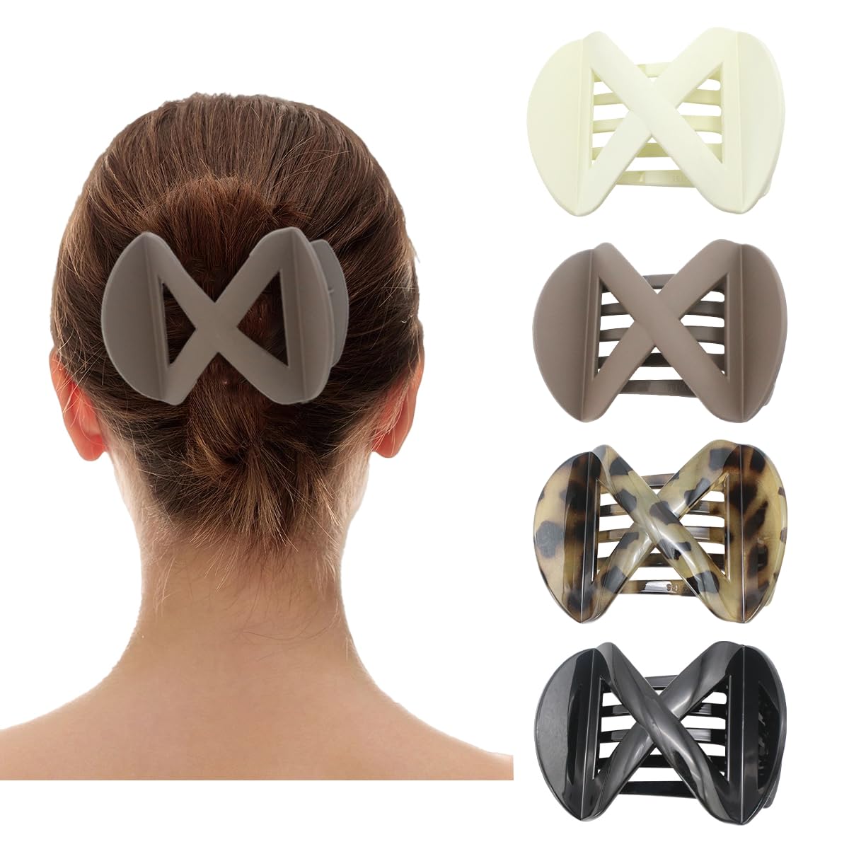Flat Hair Clips for Women - 4 Pack Matte Oval French Claw Clips, 3.8 Inch Non-Slip Strong Hold for Thick & Thin Hair | Ideal for Daily Styling