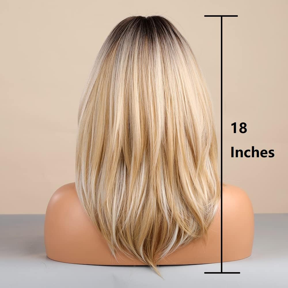 Long Layered Blonde Wig - Synthetic Hair with Bangs | Natural Wavy, Heat Resistant for Daily & Party Wear