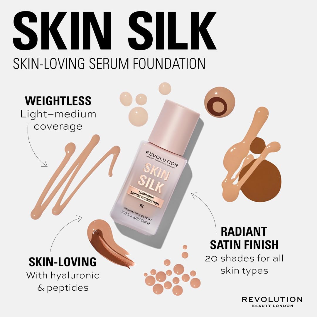 Revolution Skin Silk Radiant Satin Serum Foundation, F6N Light Skin Tones