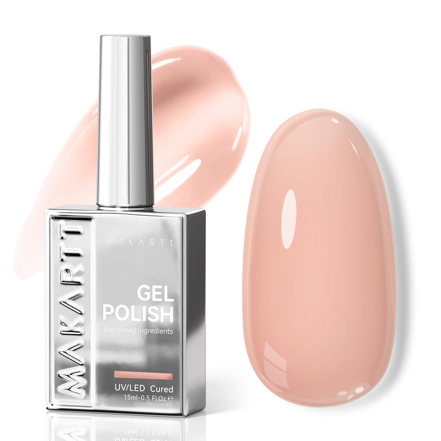 Makartt Jelly Bright Nude Gel Nail Polish: 15ML Hema-Free Neutral Nude Nail Polish Sheer Translucent Effect Soak Off UV LED Nail Art Manicure DIY Home Salon Gift for Women
