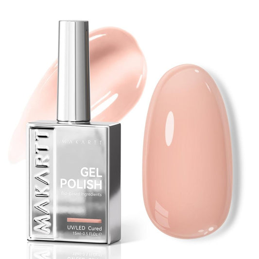 Makartt Jelly Bright Nude Gel Nail Polish: 15ML Hema-Free Neutral Nude Nail Polish Sheer Translucent Effect Soak Off UV LED Nail Art Manicure DIY Home Salon Gift for Women