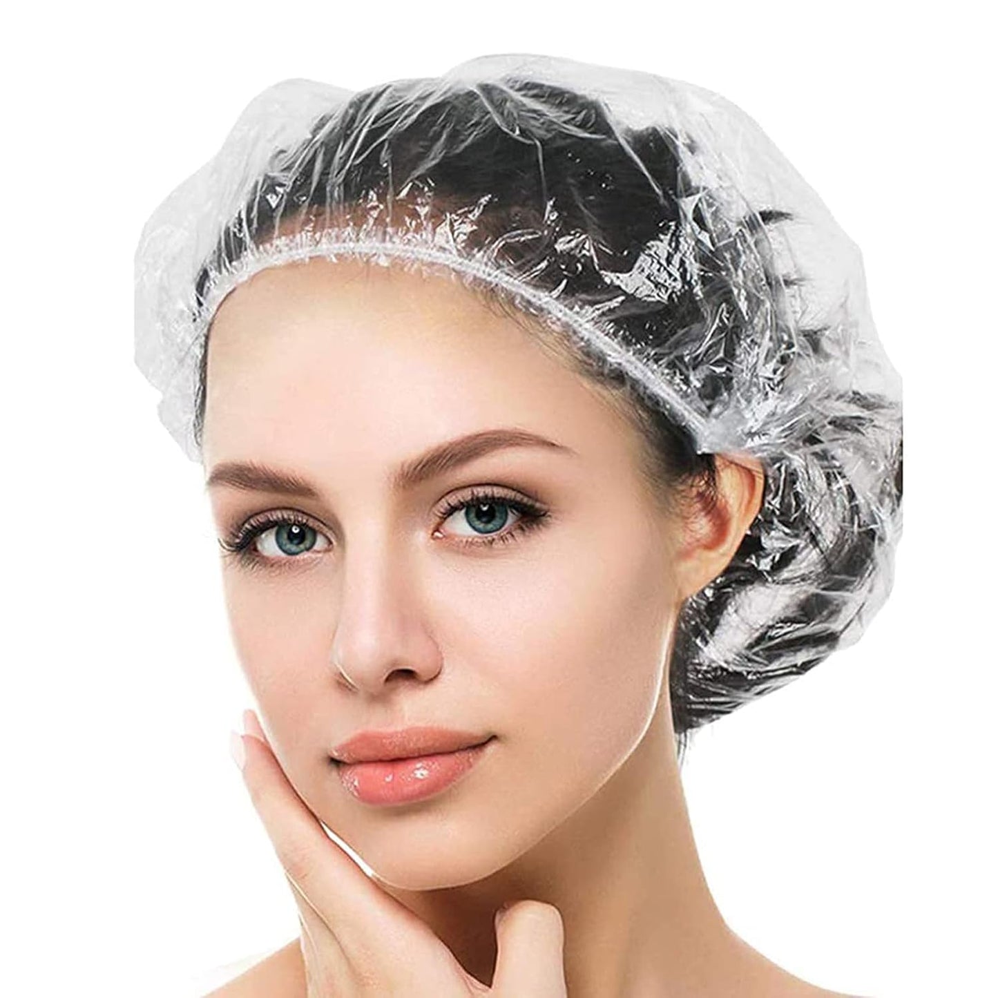 30PCS Disposable Shower Caps - Large Thick Waterproof Hair Covers for Women | 20.5" Clear Spa & Travel Use