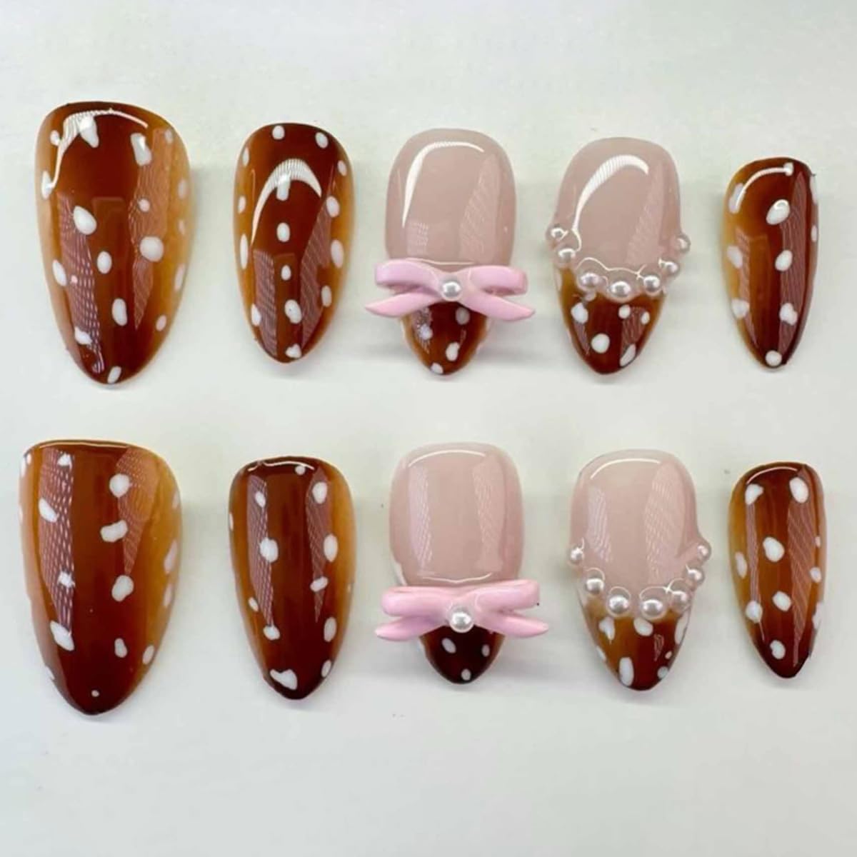 Press-On Almond Nails - Blue & Yellow Fruit Design | Reusable 30-Piece Nail Kit for Spring & Summer Manicure
