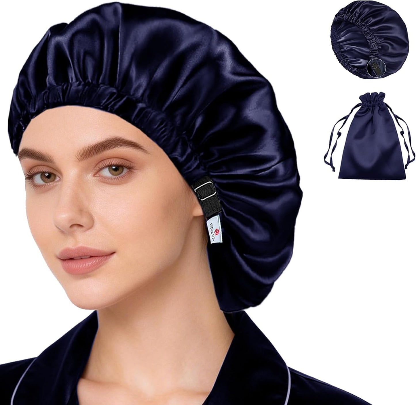 Silk Satin Bonnet Set - Soft Sleep Caps for Curly Hair | 2-Pack, Women's Night Bonnets