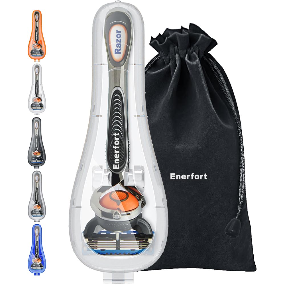 Enerfort Razor Case Compatible with Gillette Proglide Fusion Men's Razor, Manual Razor Travel Protector Case with Carrying Bag - Clear