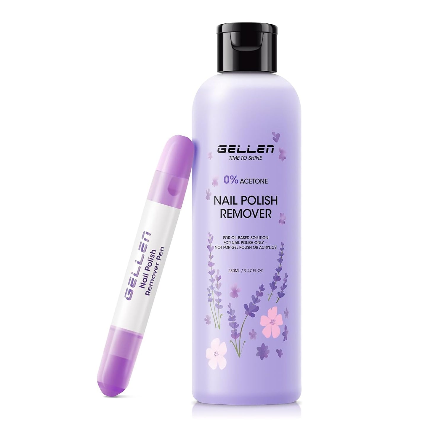 Gellen Jasmine Scent Nail Polish Remover Kit - Gentle Non-Drying Formula with Aloe & Vitamin E | 280ml