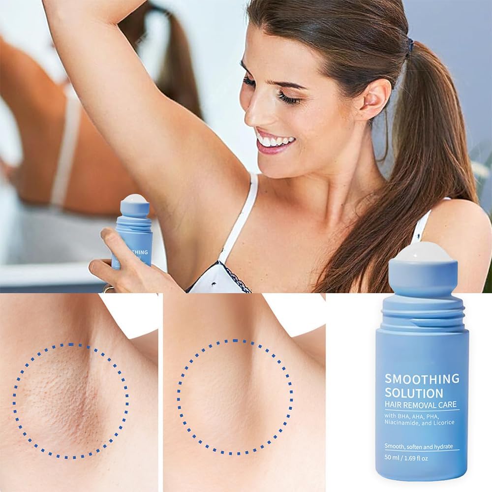 LINEDSON Ingrown Hair Treatment Smoothing Solution Ingrown Hair Serum Underarm Soothing Roller Long-Lasting Moisturizing After Shaving for Women and Men