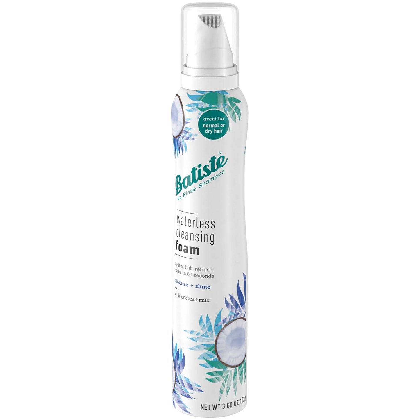 Batiste Cleansing Foam - Waterless Cleanse & Shine with Coconut Milk | 3.6 OZ