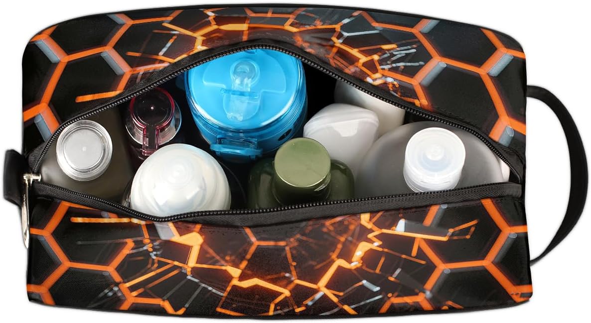 Kids Abstract Basketball Toiletry Bag - Waterproof Makeup Organizer for Travel | Ideal for Boys & Girls