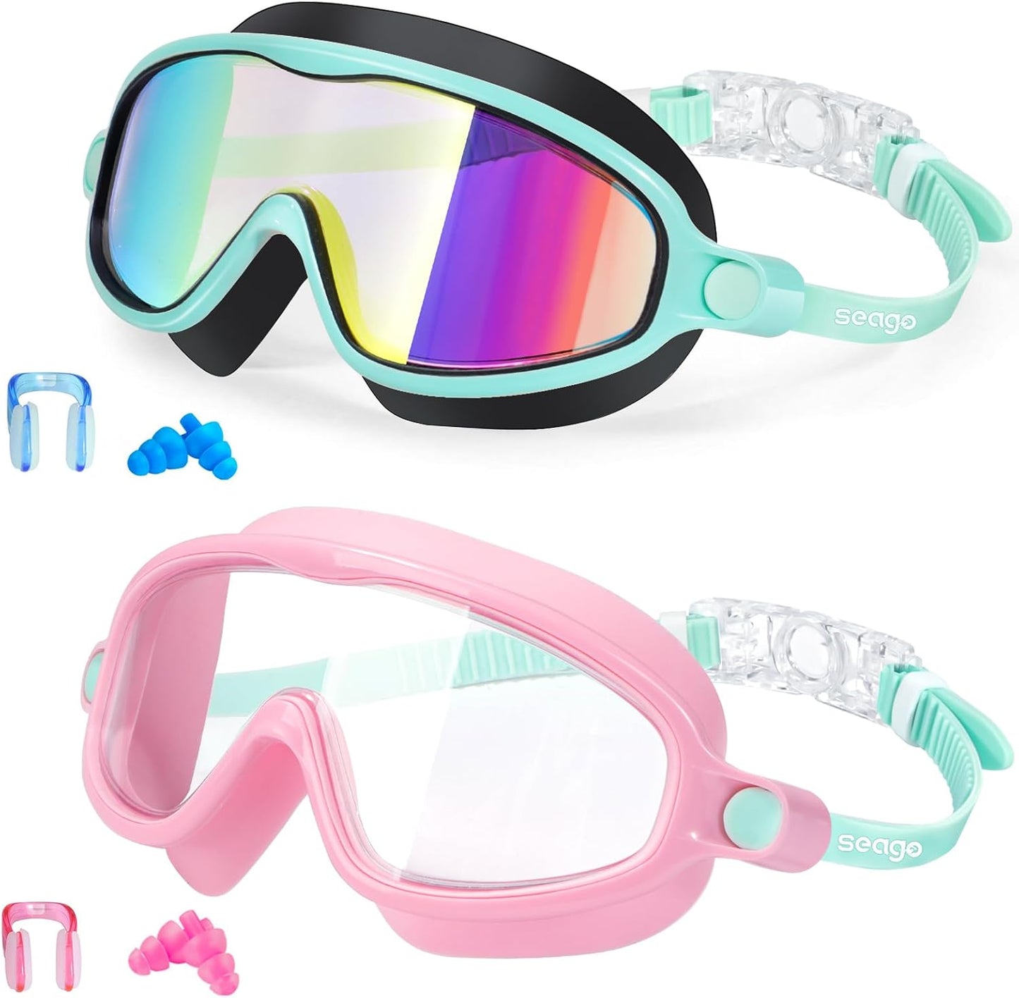 Swim Goggles for Kids 3-14 - Anti-Fog, Anti-UV, Wide View | 2 Pack