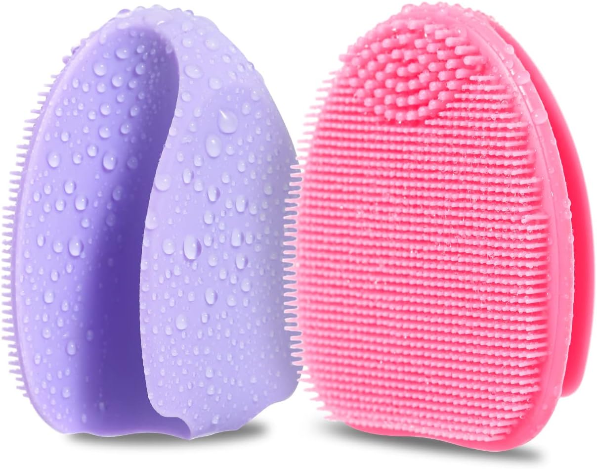 Silicone Face Scrubber - 2 Pack Exfoliating Facial Cleansing Brushes for Blackhead Removal & Pore Cleansing | Gentle Massaging Tool