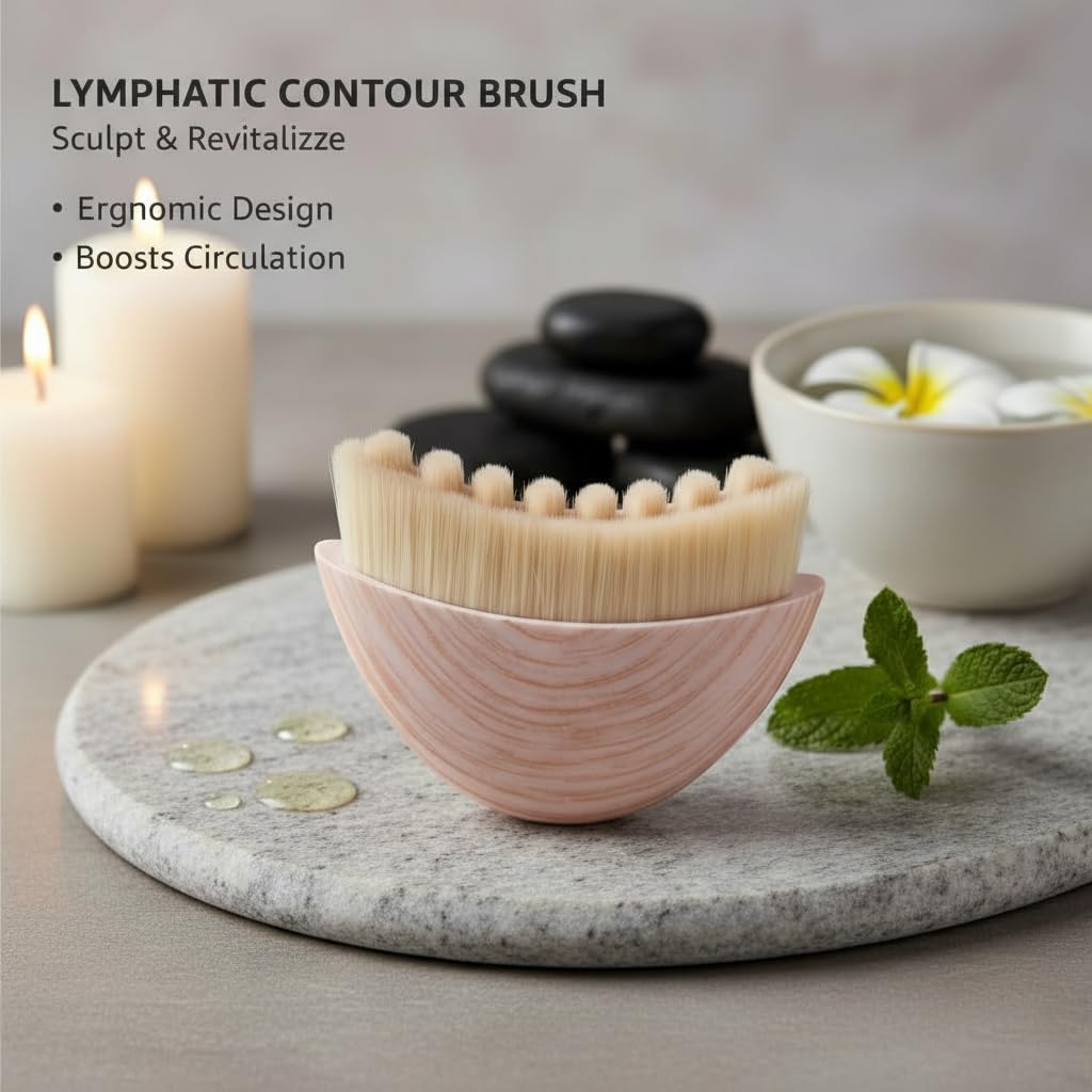 Face Brush for Lymphatic Drainage - 2Pcs New Upgraded Lymphatic Drainage Face Brushes | Gua Sha Facial Brush | Ergonomic Facial Massager for Contouring, Anti-Puffiness & Skin Tightening (Pink)