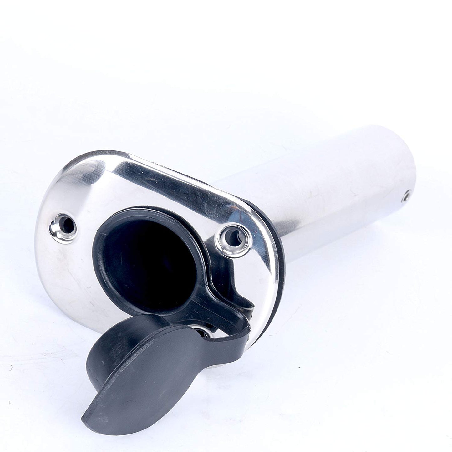 Amarine Made 4 Pack of Stainless Steel Flush Mount Rod Holders with Rubber Cap, Liner, Gasket (90 Degree Rod Holders)