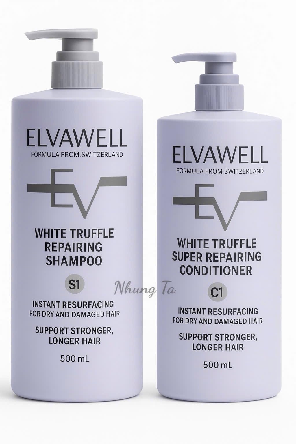 ELVAWELL White Truffle Repairing Shampoo & Conditioner Set – Avocado & Damask Rose Formula, Heat & UV Protection, Deep Nourishing Repair for Dry Damaged Hair, 16.9 fl oz Each