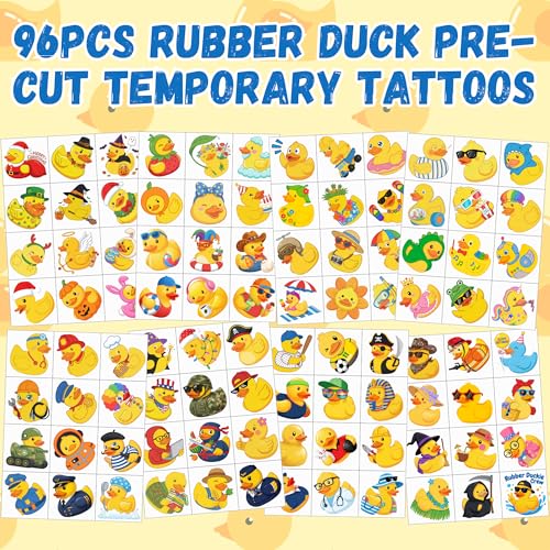96-Pack Rubber Duck Temporary Tattoos for Kids & Pool Parties