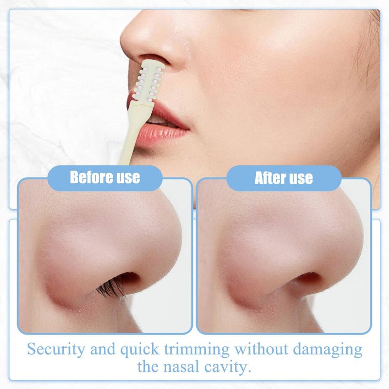 Huakaile 50 Pieces 360° Rotating Nose Trimmer Women, Double-Sided Nose Hair Remover Cutter, 2-in-1 Nasal Hair Trimmer with Ear Picker Manual Portable Knife Razor Clippers for Men Female (50)
