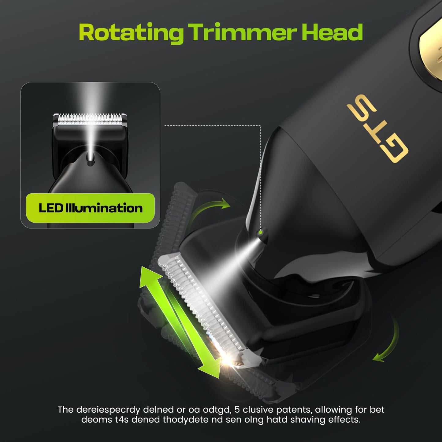 GTS PRO Electric Body Hair Trimmer for Men - Multi-Angle Ceramic Blade with LED Screen & 7000RPM Adjustable Speed, IPX6 Waterproof Pubic/Ball/Groin Shaver Kit, USB/Dock Charging, 90min Runtime, Box
