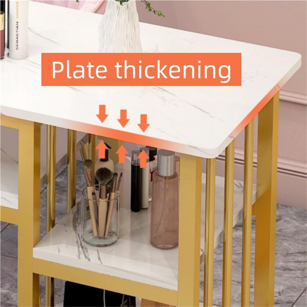 Vpswekans Professional Nail Table with Marble Texture, Double Manicure Desk for Nail Tech, Salon Decor and Beauty Supplies (31.5 * 15.7 * 30.7in)