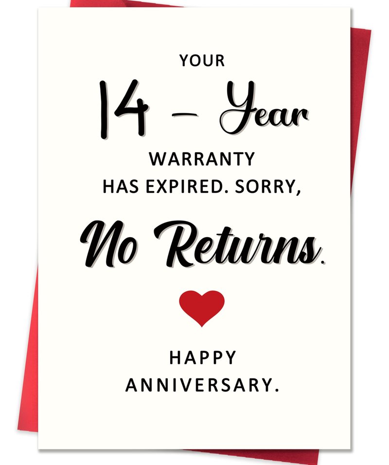 Smithtuy Funny 14 Year Anniversary Card,14th Wedding Anniversary Card Gifts for Him Her Husband Wife Couples,Ivory Anniversary Cards Gifts for Women Men